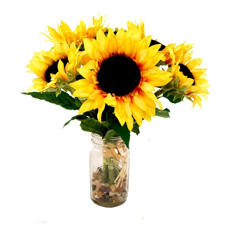Creative Displays, Inc. Sunflower Floral Arrangement in Mason Jar - Image 0