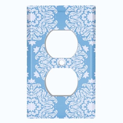 Metal Light Switch Plate Outlet Cover (Damask Snow Flake Teal - Single Duplex) - Image 0