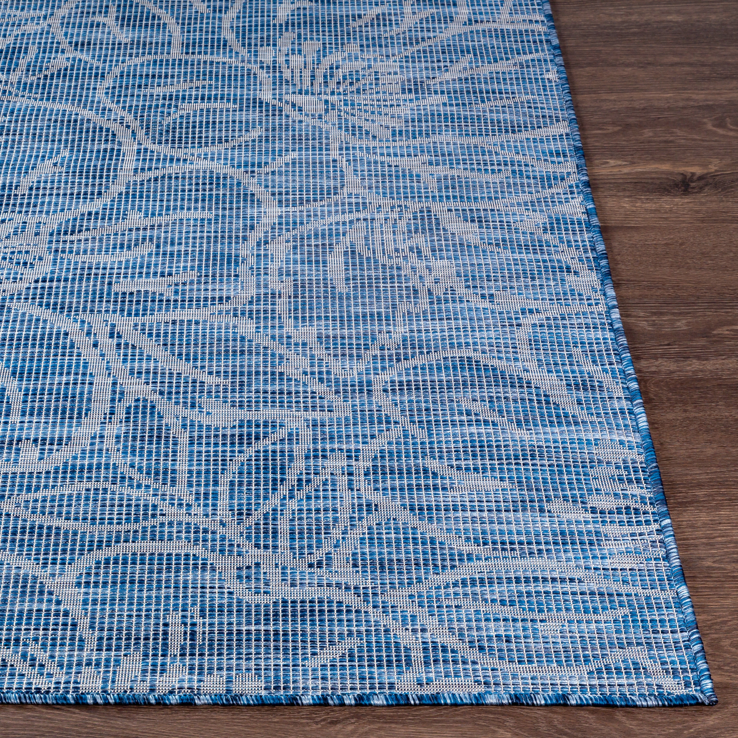 Pasadena Blue Outdoor 2'6" x 7'3" Machine Woven Rug - Image 2