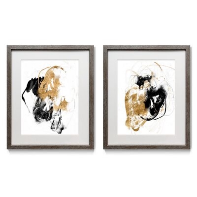 Black and Gold Splash II - 2 Piece Picture Frame Painting Print Set on Paper - Image 0