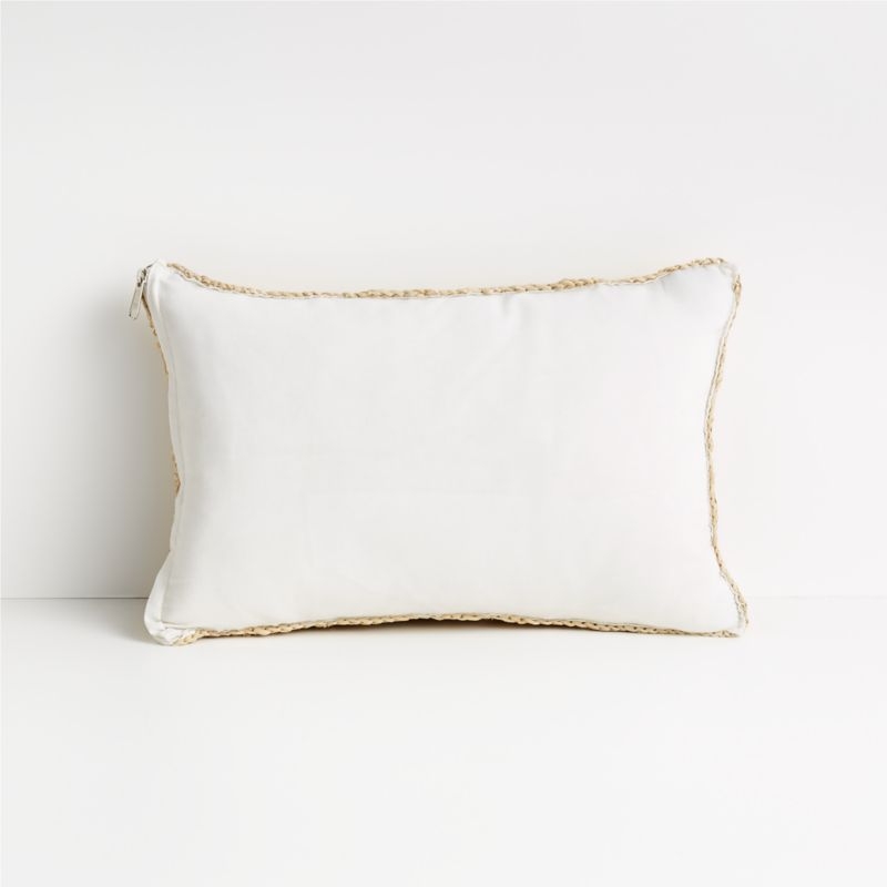 Bilby 18"x12" Neutral Decorative Raffia Pillow with Down-Alternative Insert - Image 3