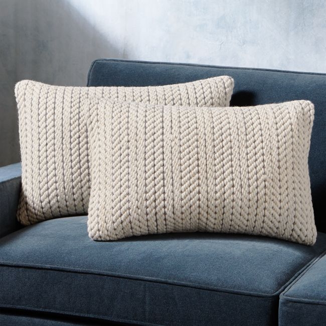 Byron Rope Weave Pillow 24"x16", Set of 2 - Image 0