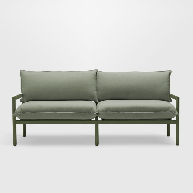 Neighbor ™ 70.5" Aluminum Outdoor Loveseat with Olive Sunbrella ® Cushions - Image 0
