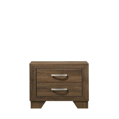 Rahma Rectangular Nightstand In Oak With Two Drawers And Wooden Block Leg - Image 0