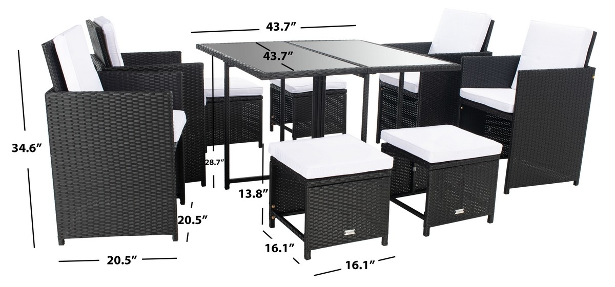 Enerson Outdoor Dining Set - Black/White - Safavieh - Image 6