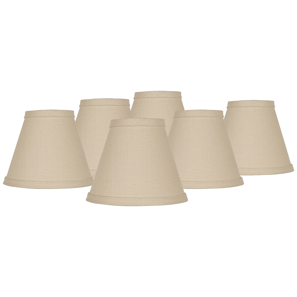 Beige Linen Chandelier Clip Shades 3x6x5 (Clip-On) Set of 6 - Image 0