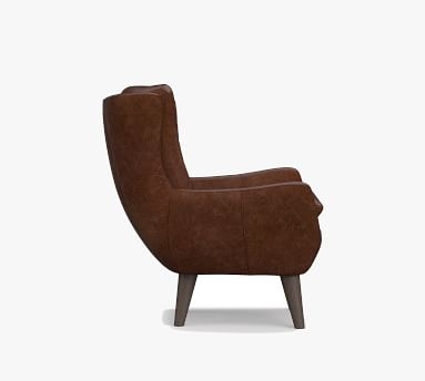 Wells Leather Petite Armchair, Polyester Wrapped Cushions, Legacy Taupe - Image 4