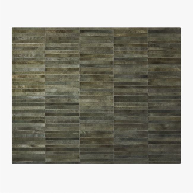 Camilia Patchwork Dark Green Hide Area Rug 8'x10' - Image 0