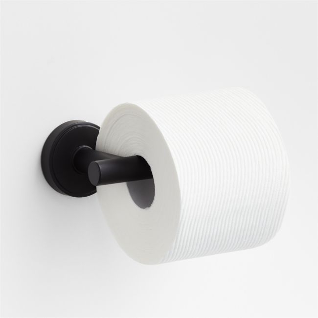 Modern Flat-End Matte Black Wall-Mounted Toilet Paper Holder - Image 0