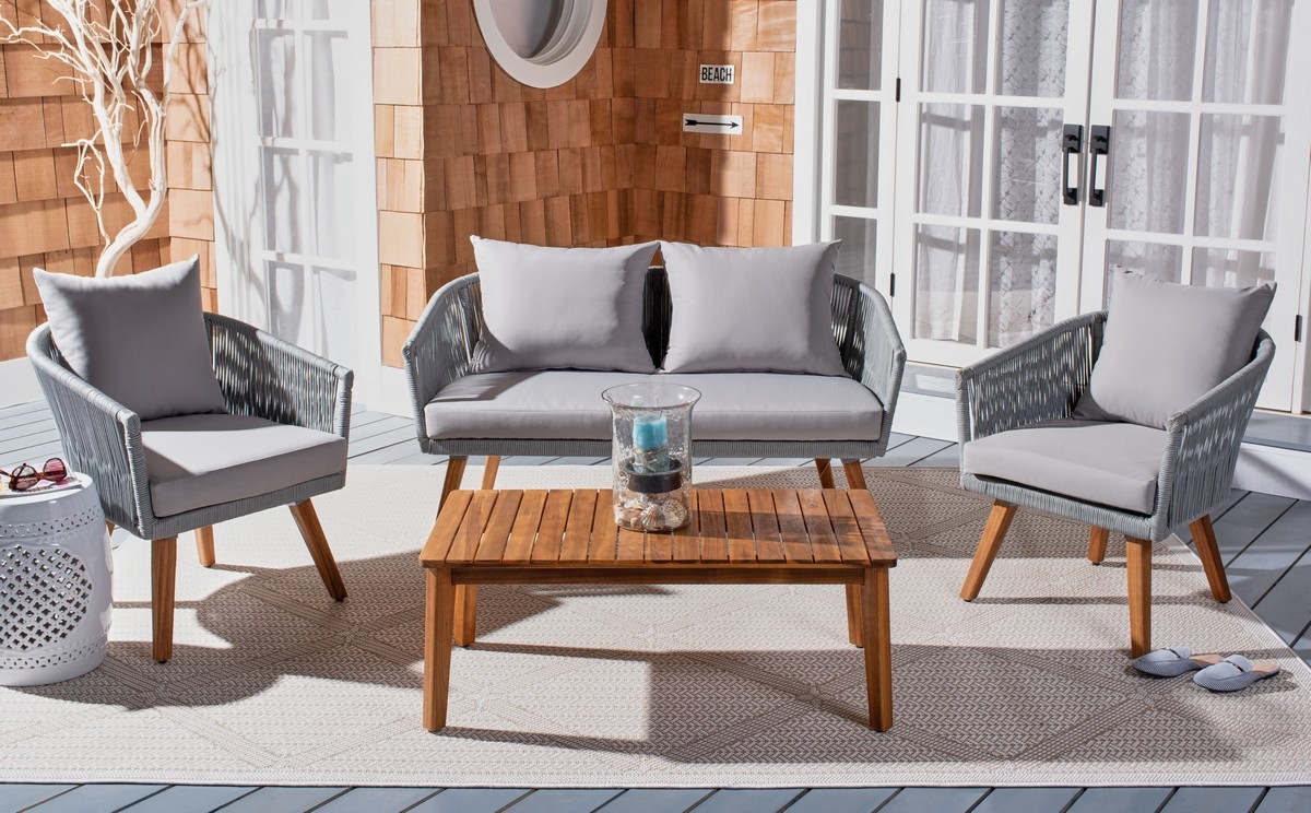 Indoor-Outdoor Velso 4 Pc Living Set - Grey/Grey - Safavieh - Image 1