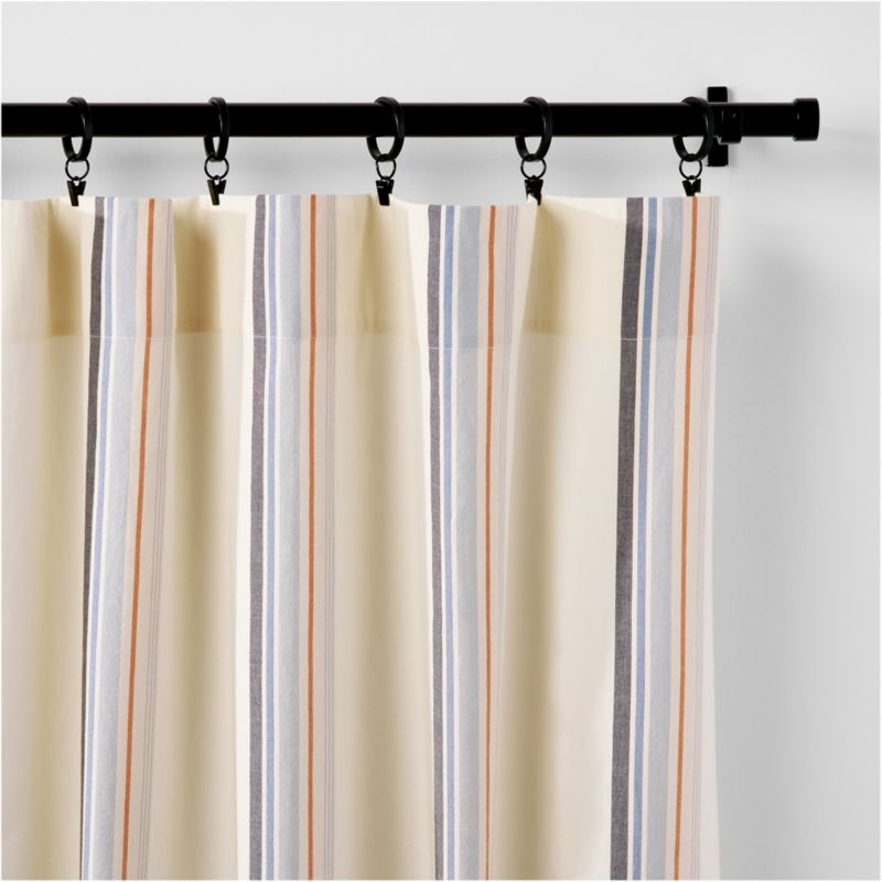 Yarn Dyed Blue Stripe 100% Organic Cotton Curtain Panel 44"x84" - Image 2