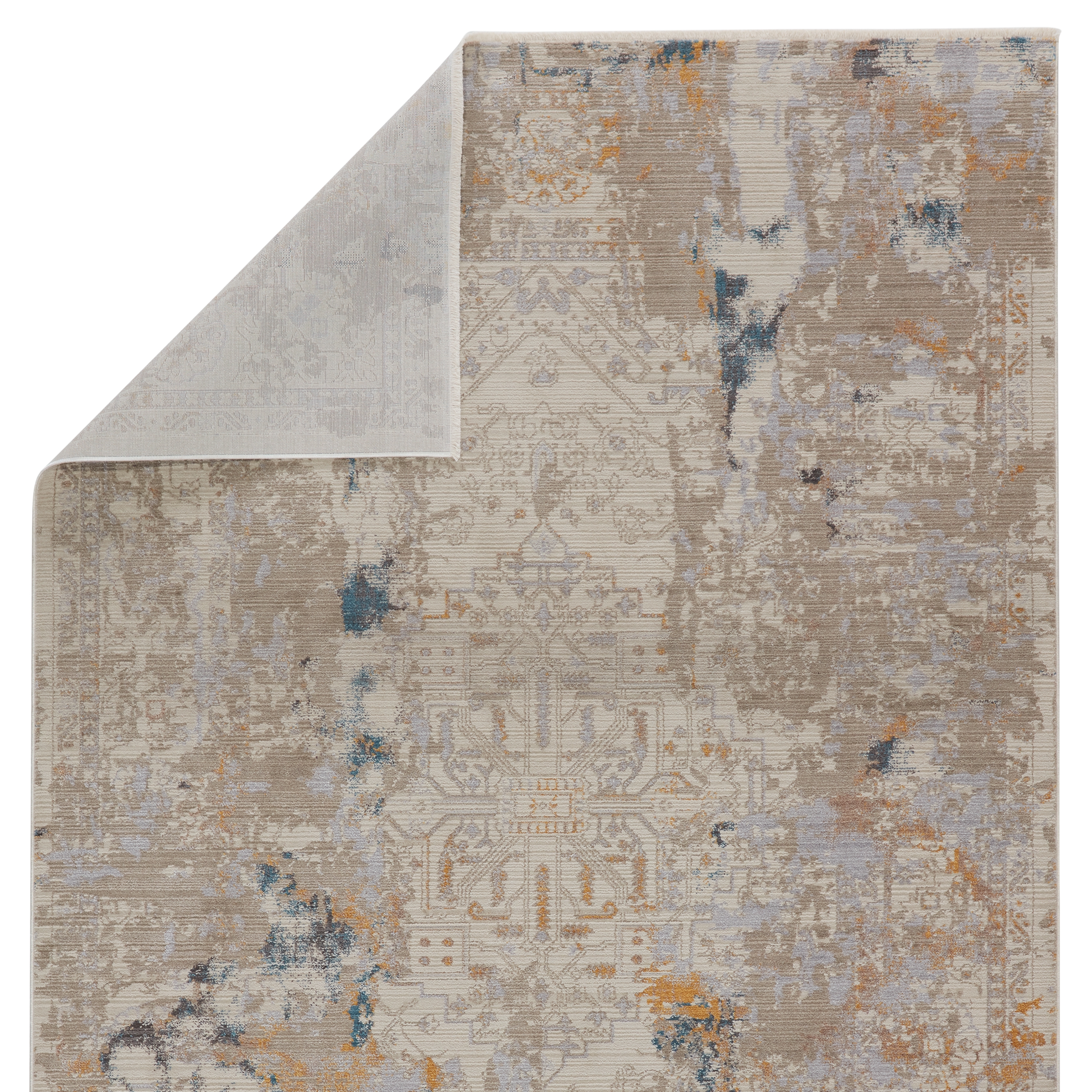 Vibe by Hammon Abstract Gray/ Gold Area Rug (5'3"X7'6") - Image 2