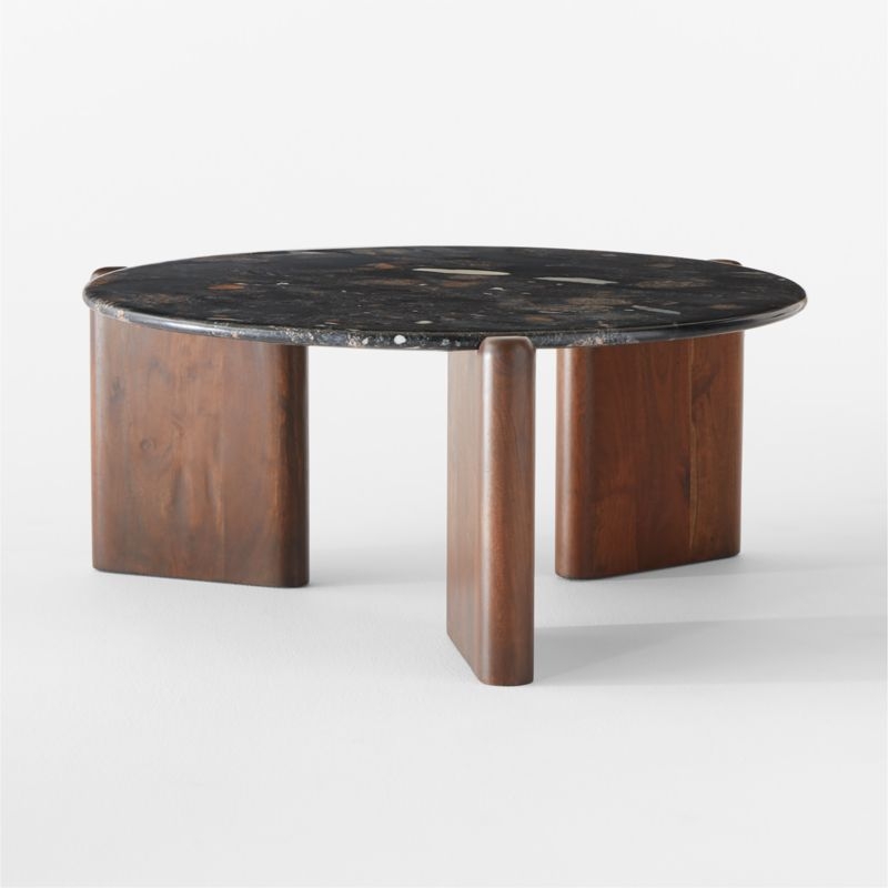 Santoro 37" Round Black Marble Coffee Table - Image 2