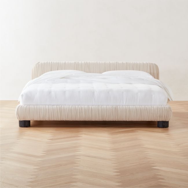 Cantar Ivory Velvet Upholstered King Bed - Image 0