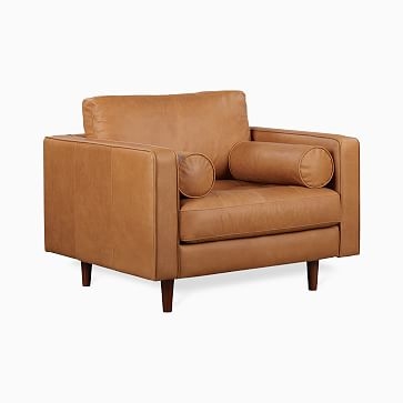 Dennes Chair, Down Blend, Vegan Leather, Saddle, Walnut - Image 2