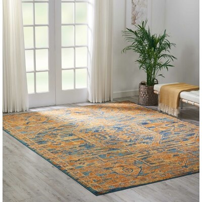 Mirazo Sunny Gold/Teal Blue Area Rug - Image 0