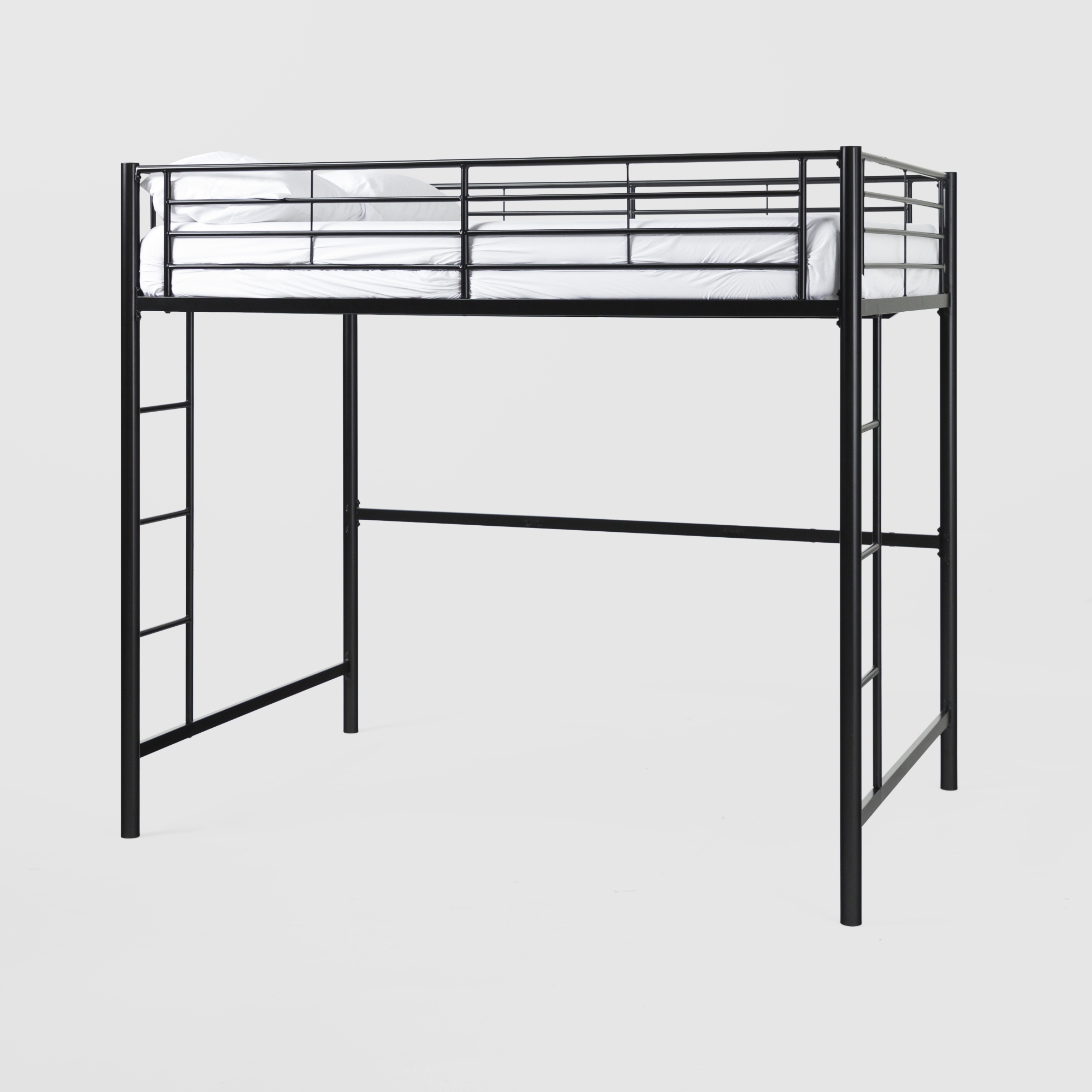 Premium Metal Full Size Loft Bed - Black - Image 5