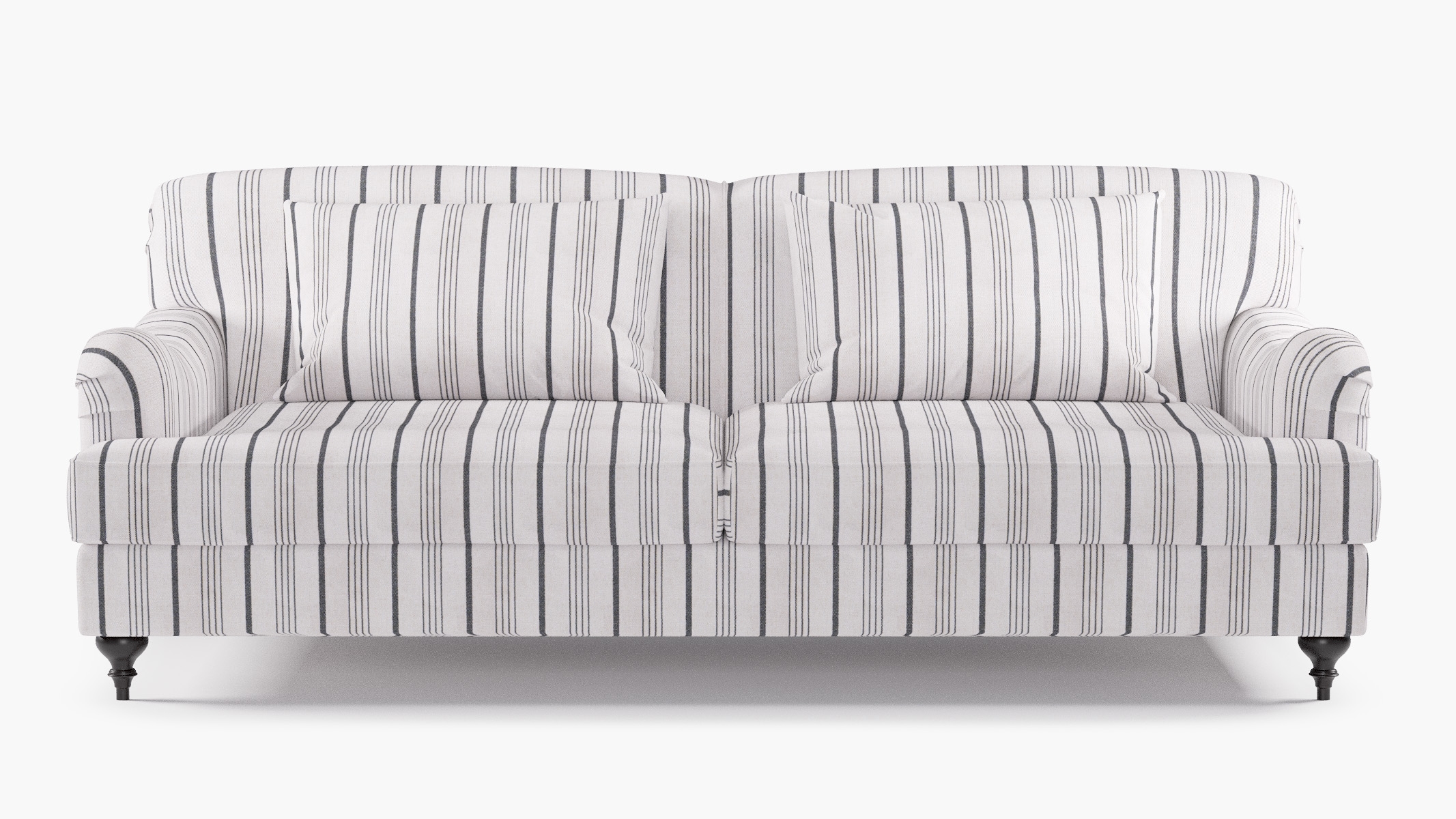 English Roll Arm Sofa, Black Market Stripe, Espresso - Image 0
