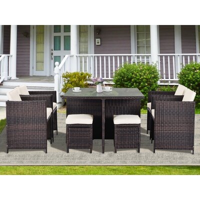 Ingowart 9 Piece Rattan Multiple Chairs Seating Group with Cushions - Image 0