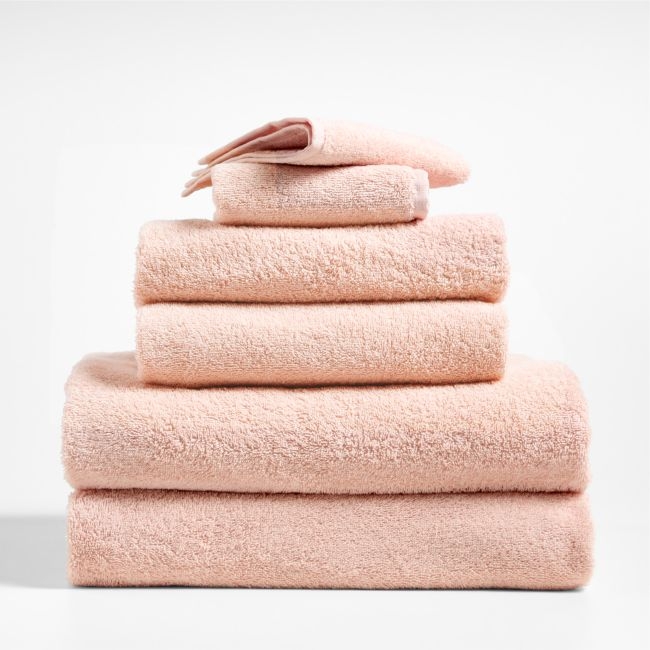 Dorm Turkish Organic Cotton Pale Pink Bath Towel, Set of 6 - Image 0