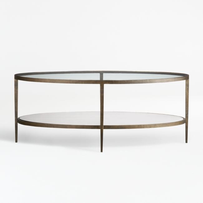 Clairemont Metal and Glass 30" Oval Coffee Table with Shelf - Image 0