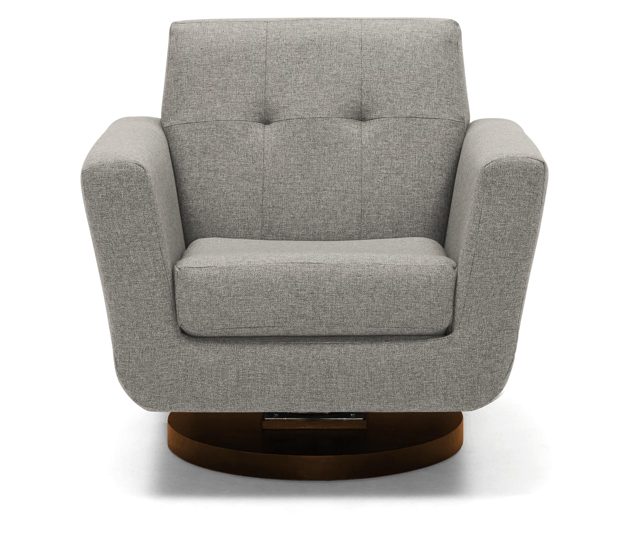 White Hughes Mid Century Modern Swivel Chair - Bloke Cotton - Mocha - Image 0