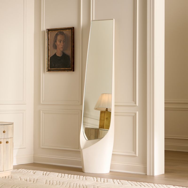 Shay Standing White Resin Full-Length Floor Mirror 19"x75" - Image 1