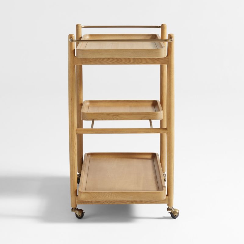 Vitae 36" Natural Solid Elm Wood Bar Cart with Removable Tray - Image 2