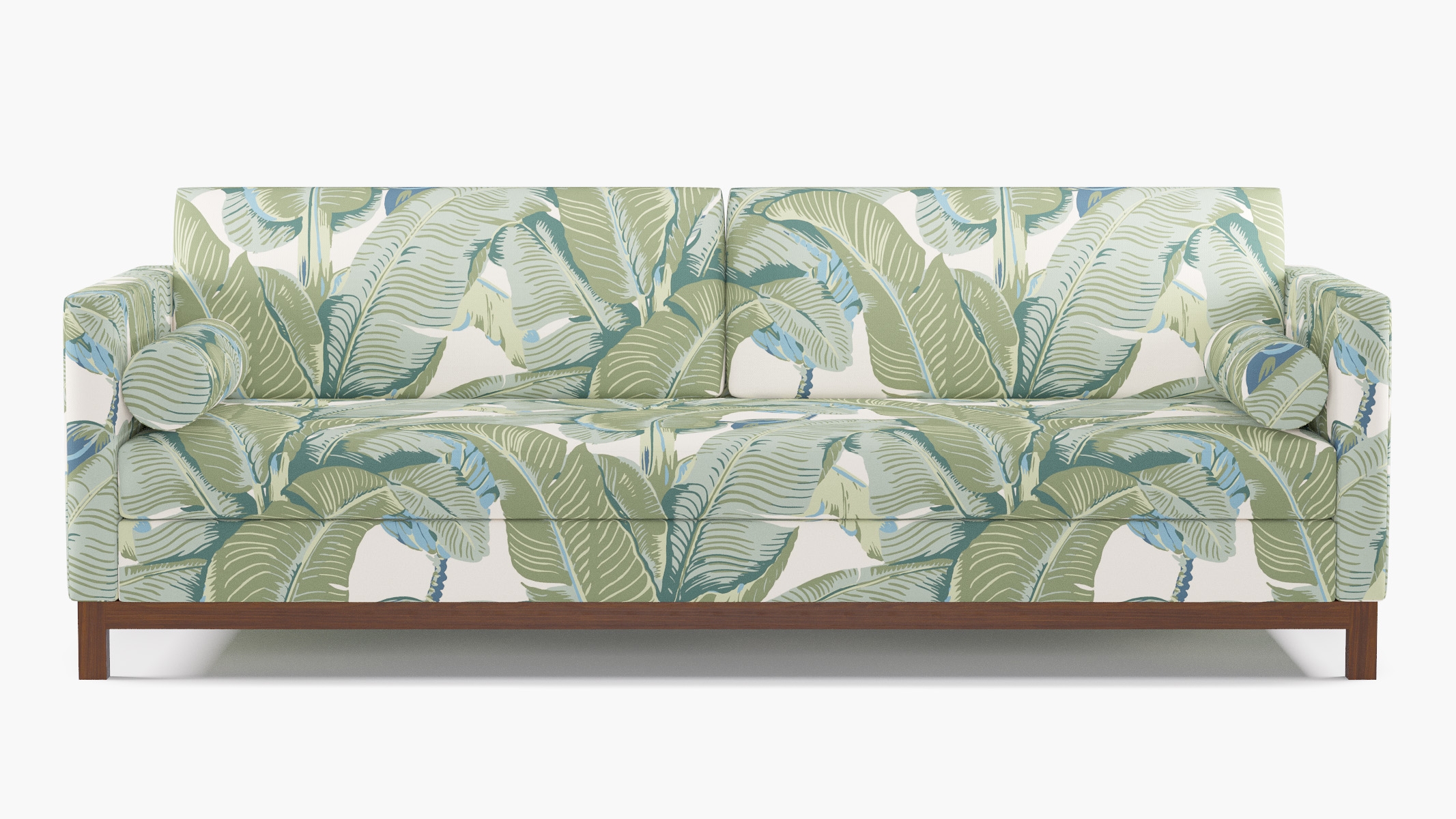 Tailored Tuxedo Sofa, Pistachio Martinique®, Walnut Wood Rail - Image 0