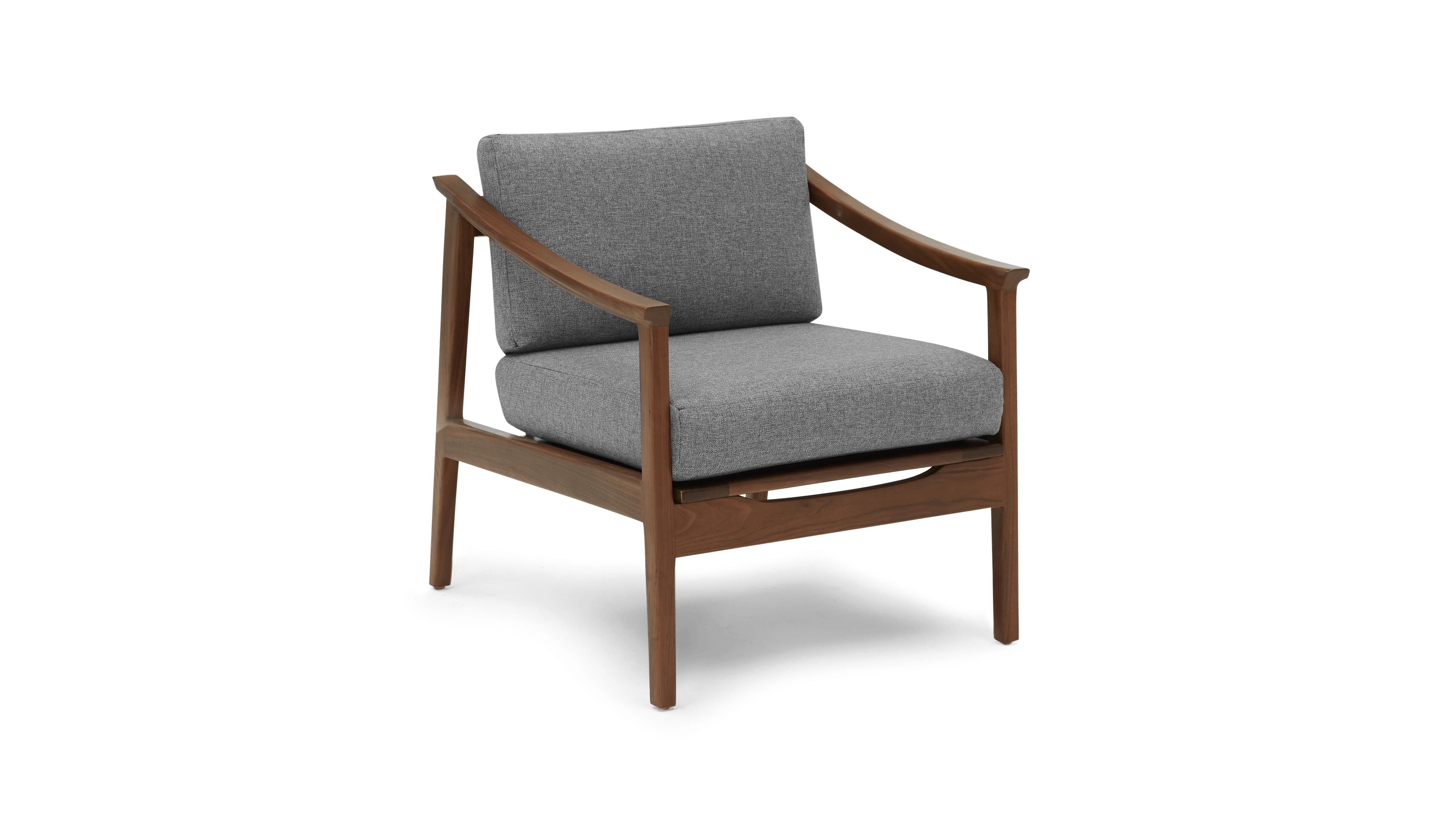 Gray Bradshaw Mid Century Modern Chair - Taylor Felt Grey - Walnut - Image 1