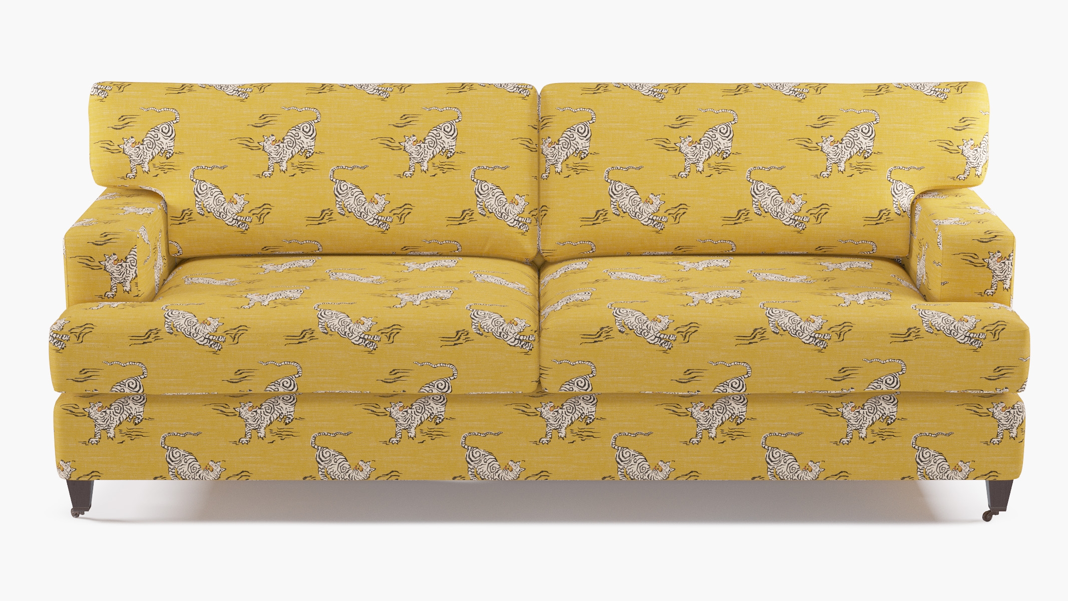 Classic Sofa, Dijon Tigresse, Espresso with Antique Brass Caster - Image 0