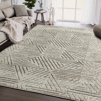 Abani Acacius CAB100A Contemporary Cream And Grey Geometric Area Rug - Image 0