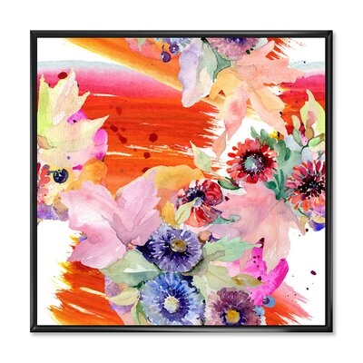 Vibrant Wild Spring Leaves And Wildflowers VII - Modern Canvas Wall Art Print-FDP37084 - Image 0