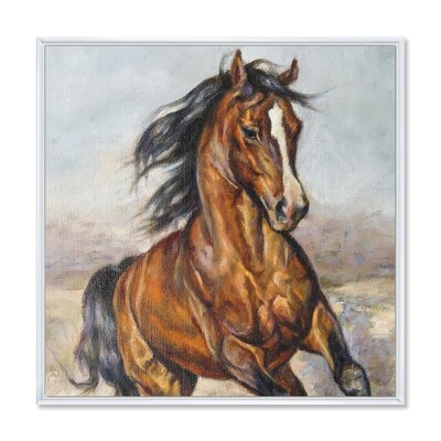 Portrait Of A Horse In The Race - Farmhouse Canvas Wall Art Print - Image 0