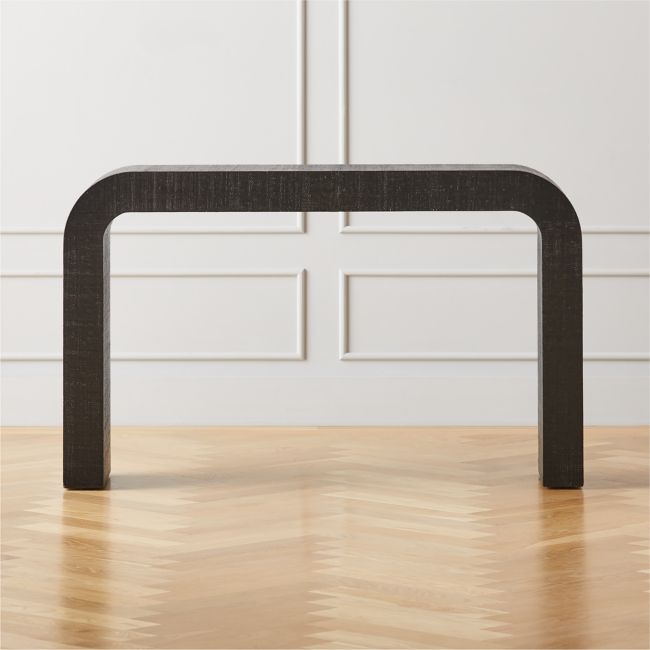 Horseshoe Lacquered Linen 52" Console Table, Black- -  Estimated in mid June - Image 1