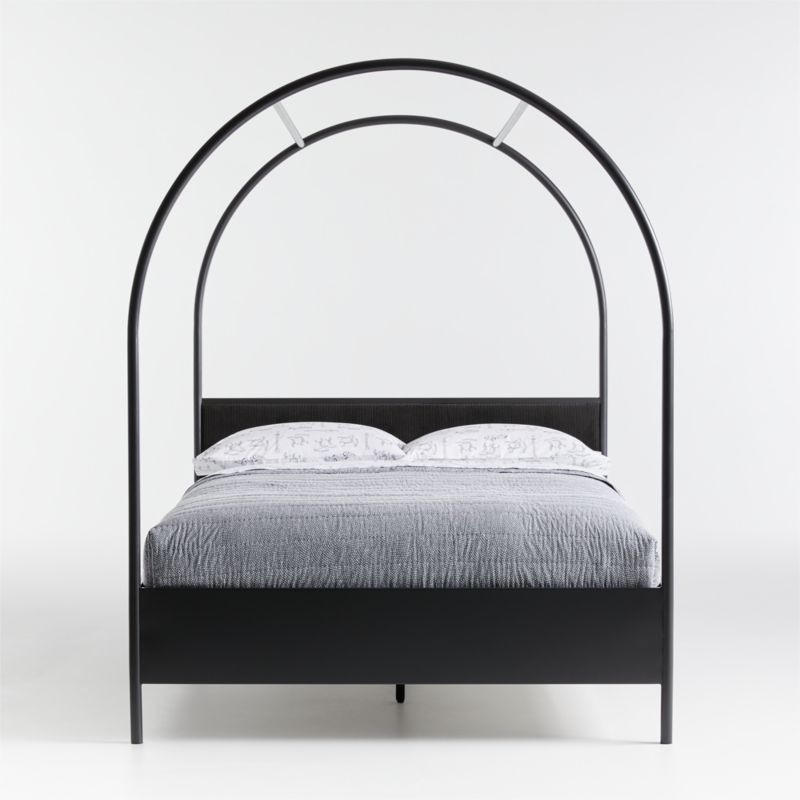 Canyon Arched Twin Black Canopy Bed with Upholstered Headboard - Image 7