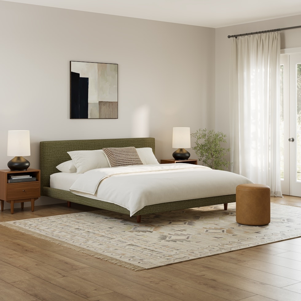 Tessu King Low Profile Upholstered Bed - Napa Moss - Image 0