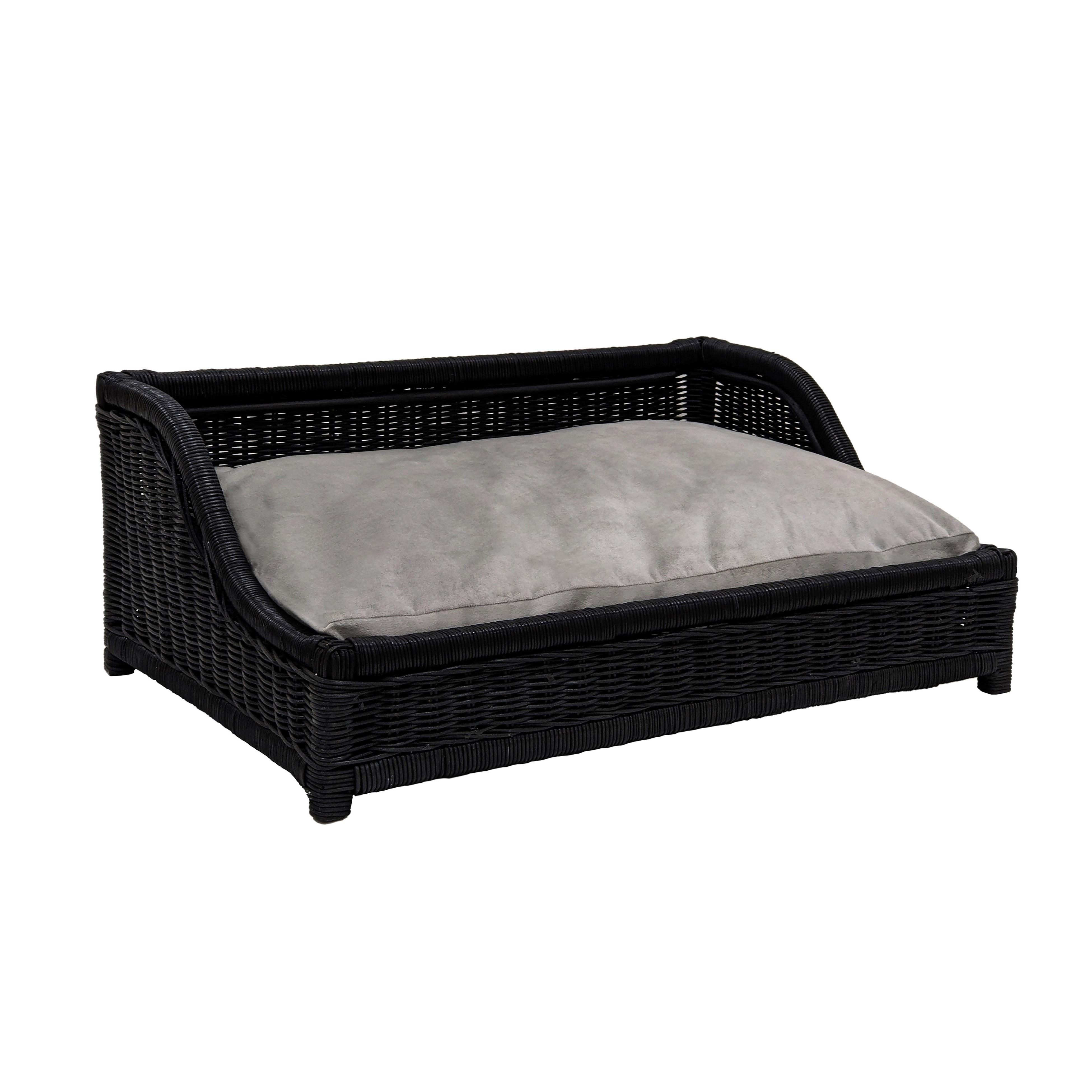 Poppy Black Rattan Small Pet Bed - Image 0