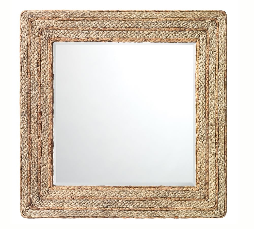 Bellwood Square Seagrass Wall Mirror, Natural, 33"x33" - Image 0