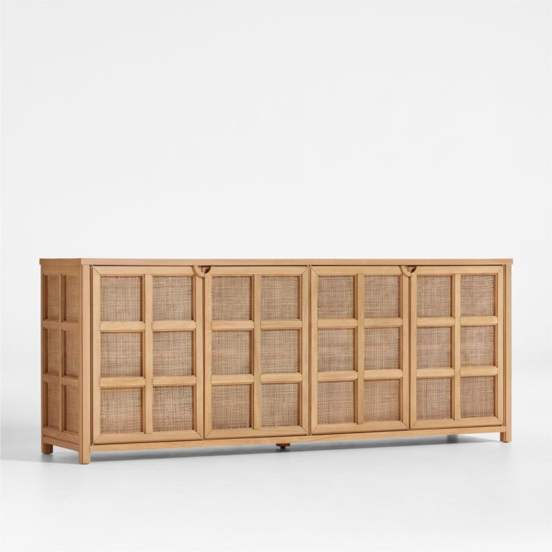 Campagna 76" Rattan and Natural Oak Wood Storage Media Console - Image 4