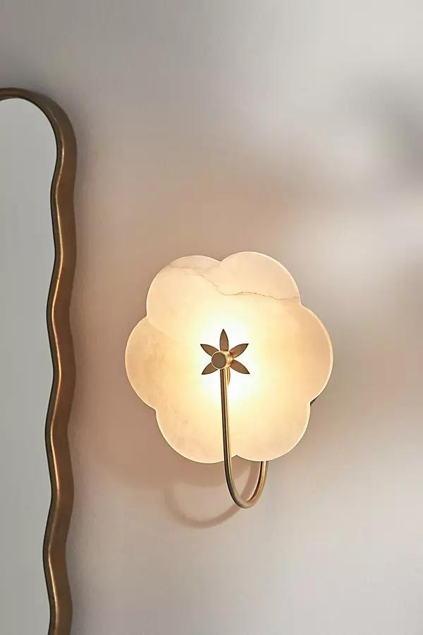 Leela Flower Alabaster Bath Sconce Wall Light - Image 0