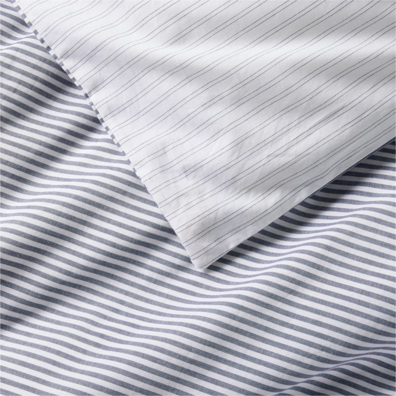 Oxford Shirting Light Indigo Blue Organic Cotton Reversible King Duvet Cover - Image 5