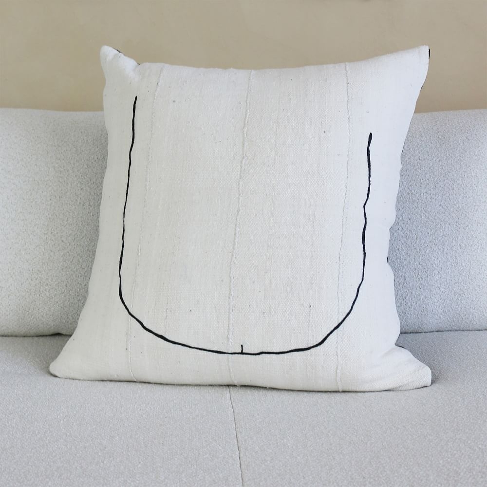 Tookus Minimalist Painted Pillow, Ivory + Black - Image 0