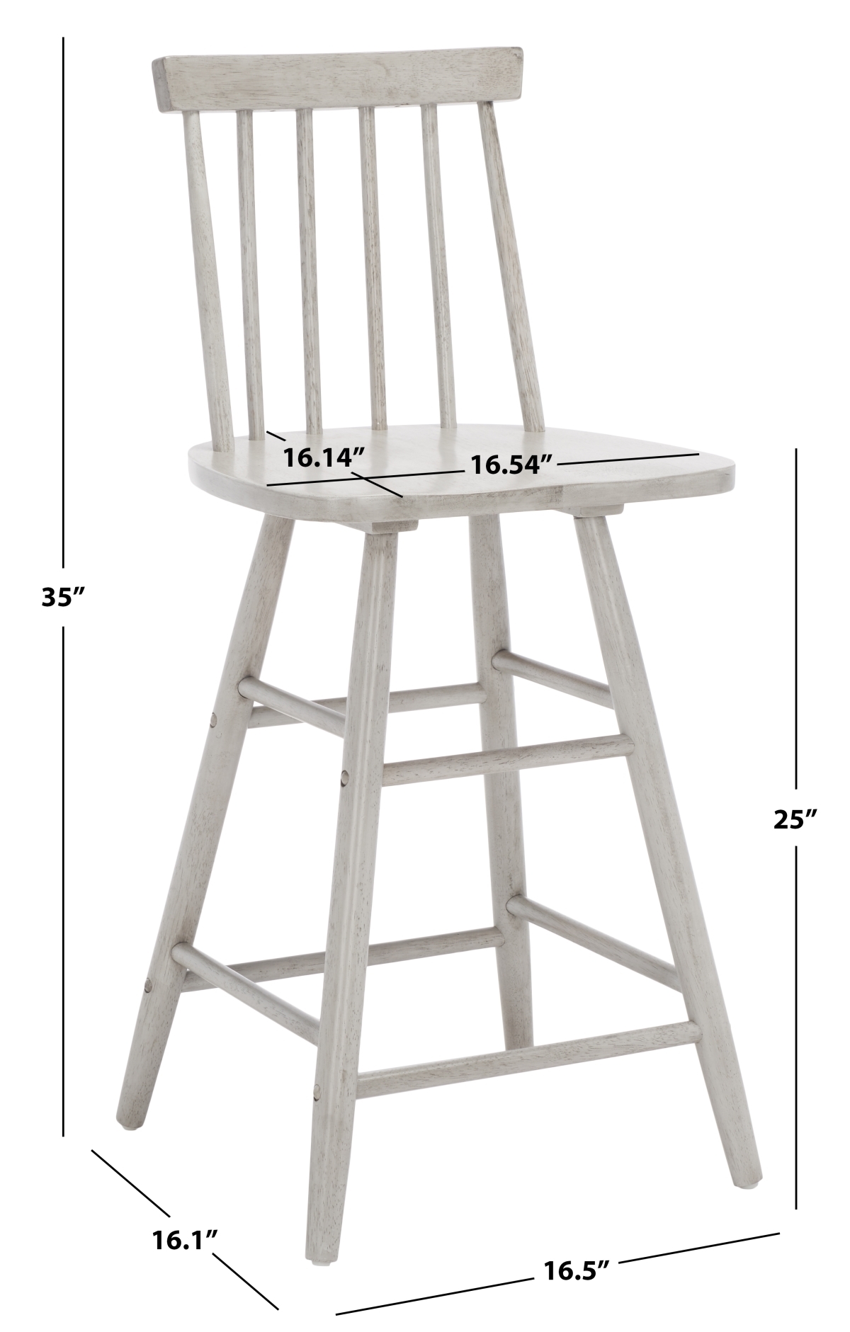 May Wood Counter Stool - Grey - Safavieh - Image 6