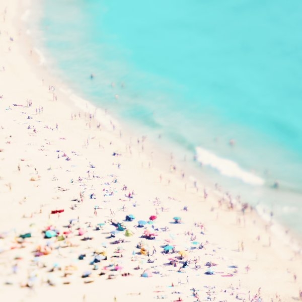 Beach Love - Aerial Beach - Crowded Beach - Pastel - Ocean - Sea - Travel Photography Framed Art Print by Ingrid Beddoes Photography - Scoop White - Medium(Gallery) 18" x 24"-20x26 - Image 1