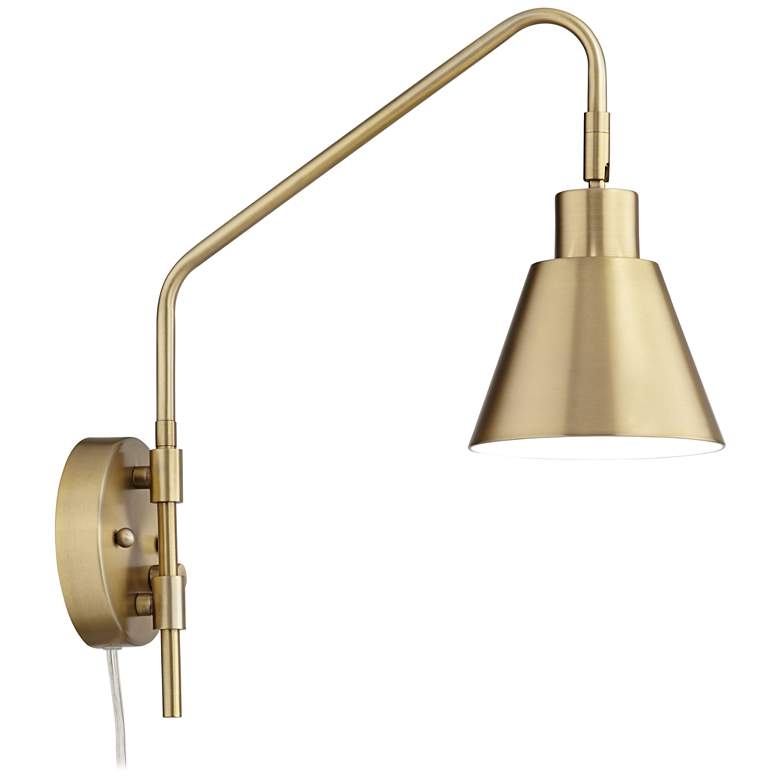 360 Lighting Marybel Brass Adjustable Downlight Swing Arm Plug-In Wall Lamp - Image 5