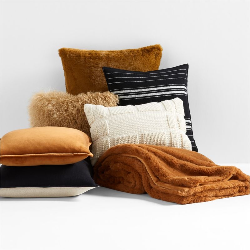 Chatou Organic Cotton Ink Black Stripe 20"x20" Throw Pillow with Down-Alternative Insert - Image 1