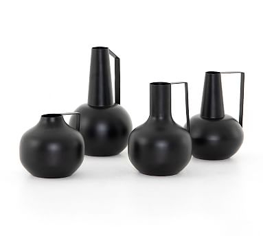 Black Iron Vases, Set of 4 - Image 0