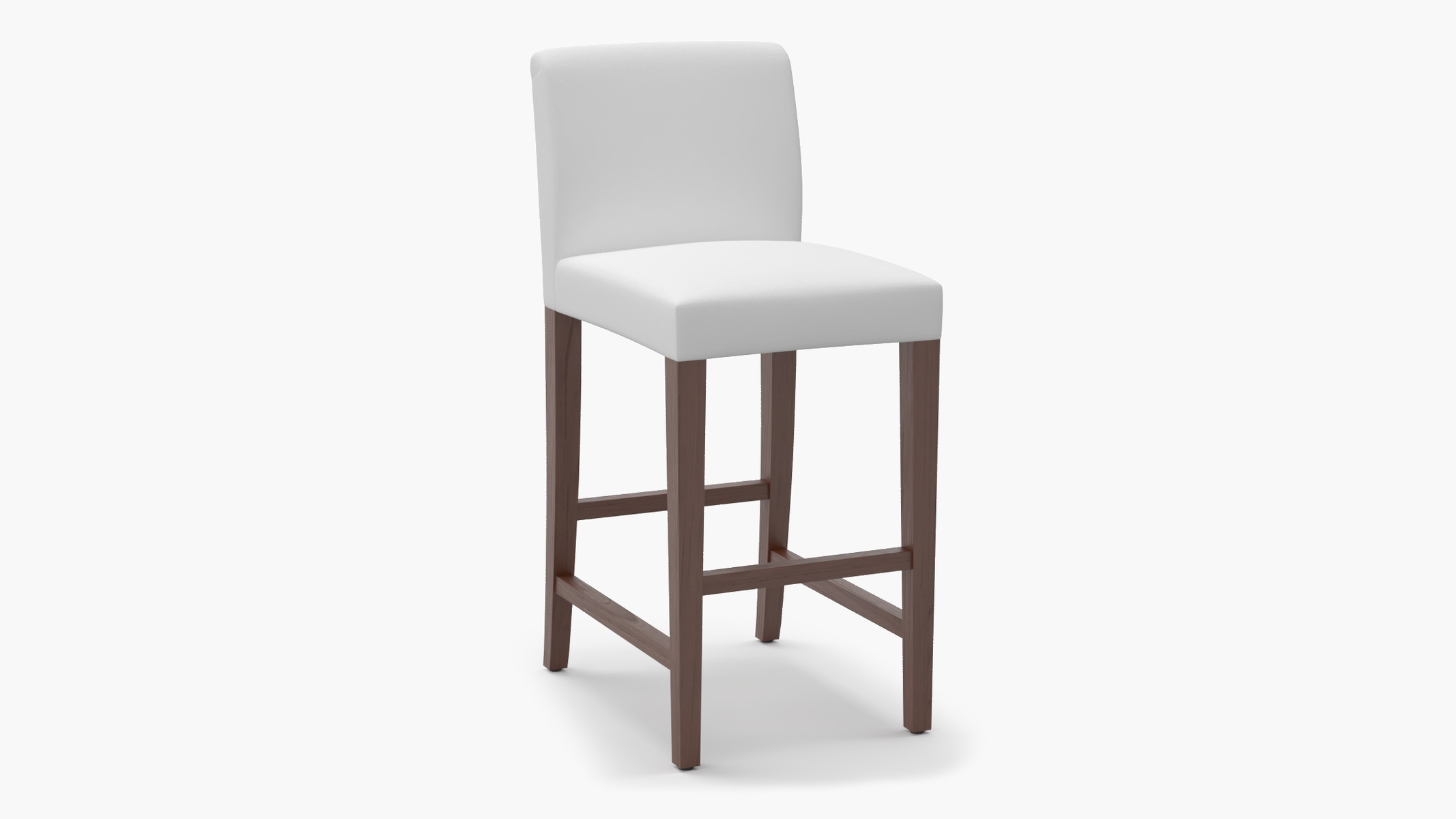 Signature Dining Bar Stool, White Twill, Walnut Square Tapered Leg - Image 1