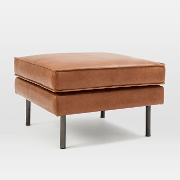 Axel Large Square 35" Ottoman, Poly, Saddle Leather, Nut, Metal - Image 2